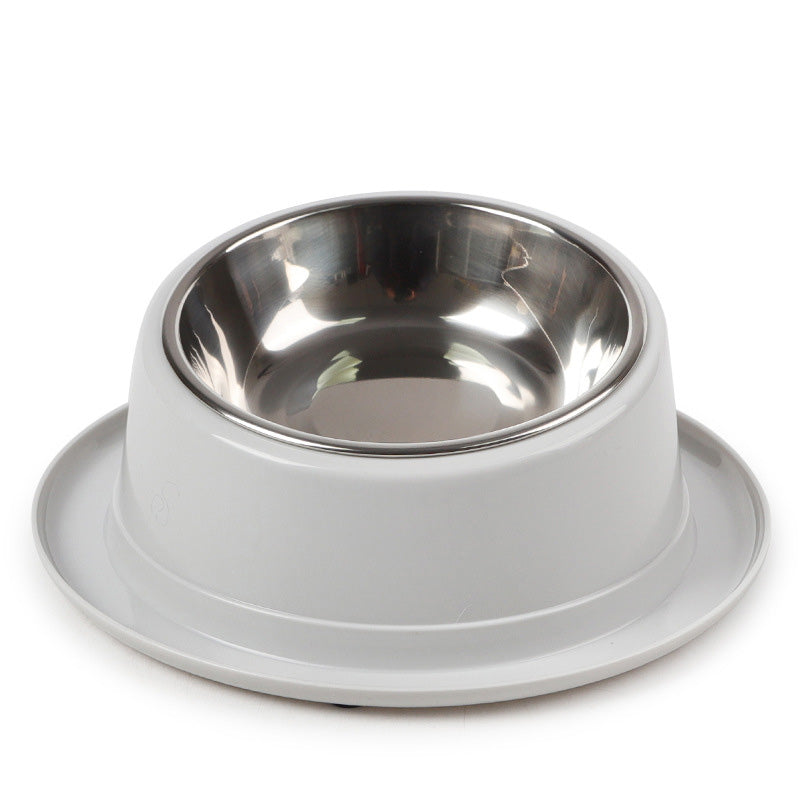 Tilted Stainless Steel Bowl with Non-Slip Base, for cats.
