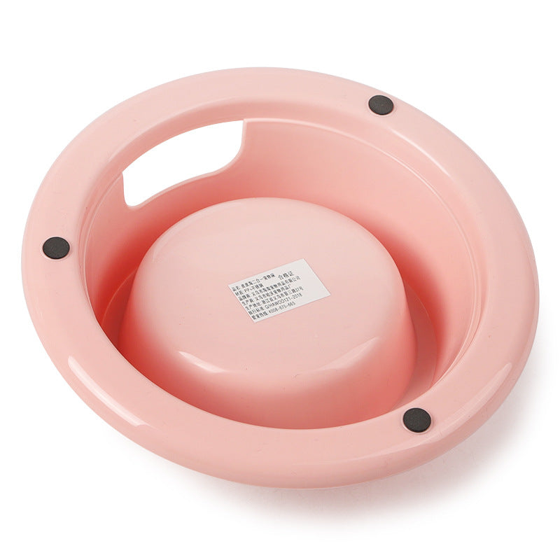 Tilted Stainless Steel Bowl with Non-Slip Base, for cats.