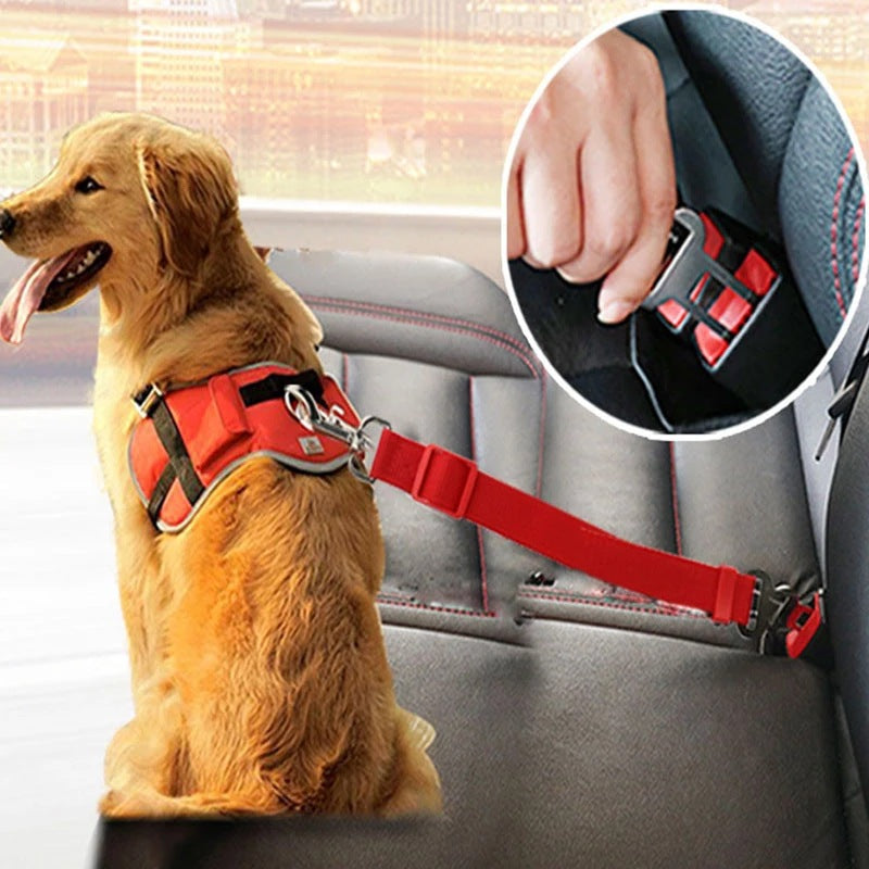 Adjustable Pet Cat Dog Car Seat Belt Pet Seat Vehicle Dog Harness Lead Clip Safety Lever Traction Dog Collars Dogs Accessoires Pets Products - kindoPet