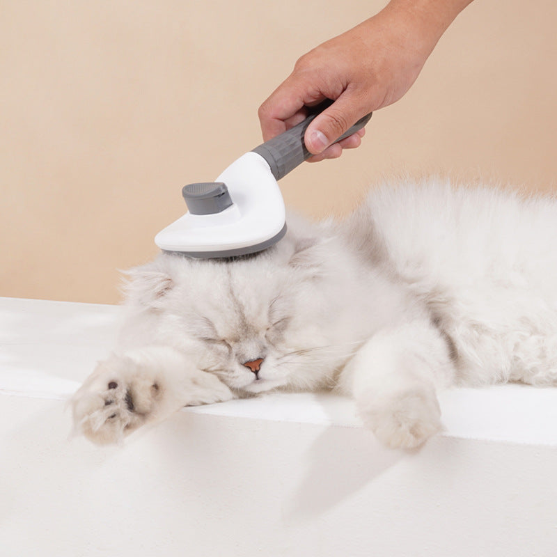 Stainless Needle Detangling Comb with Push Plate, for dogs and cats.