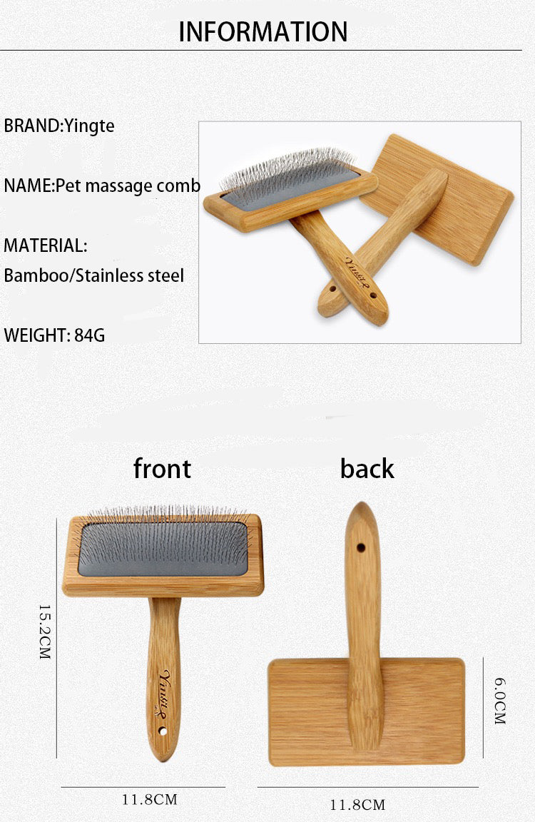 Bamboo Handle Airbag Comb for Loose Dog and Cat Hair, for dogs and cats.
