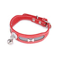 Reflective PU Collar with Bone Print, for dogs and cats.