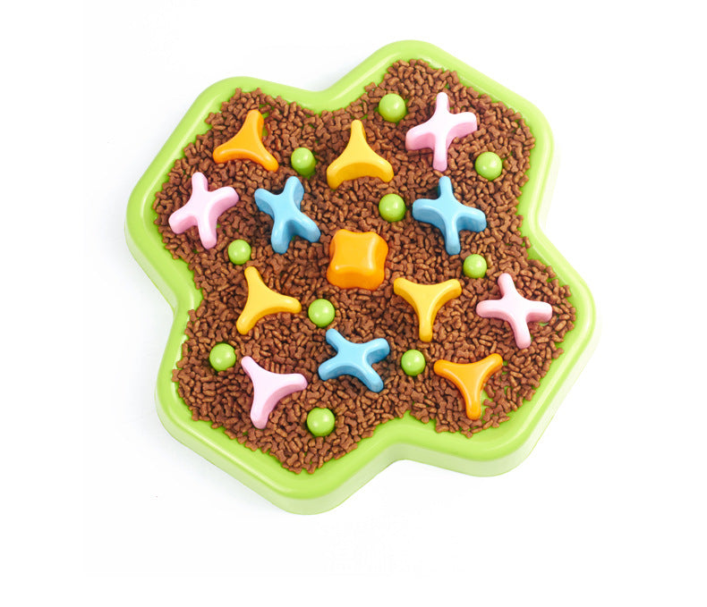 Green Plastic Slow Feed Bowl, for dogs.