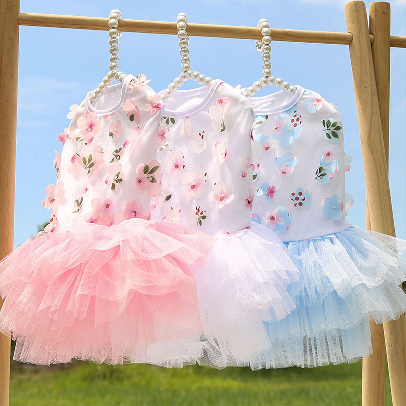 Peach Blossom Print Cotton Skirt, for dogs.