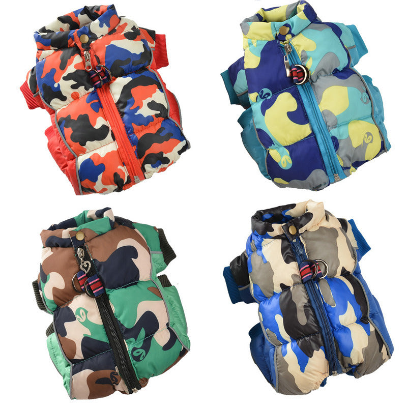 Cotton-Padded Four-Leg Winter Jacket, for dogs.