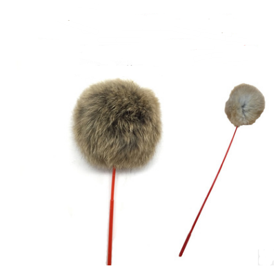 Handmade Wooden Wand Toy with Feather and Bell, for cats.