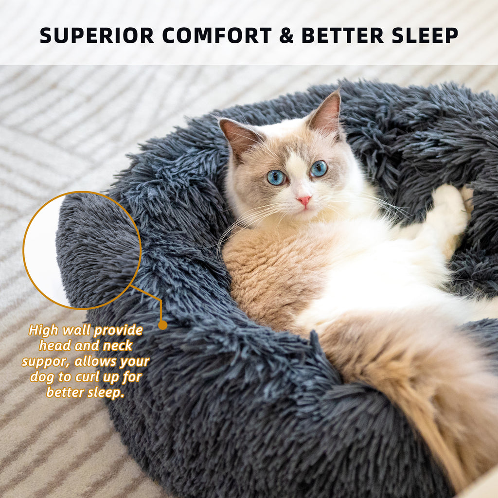 Round Plush Donut Bed, for dogs and cats.