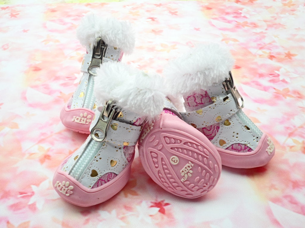 Sneaker-Style Leather Dog Shoes, Set of Four Pcs, for dogs.