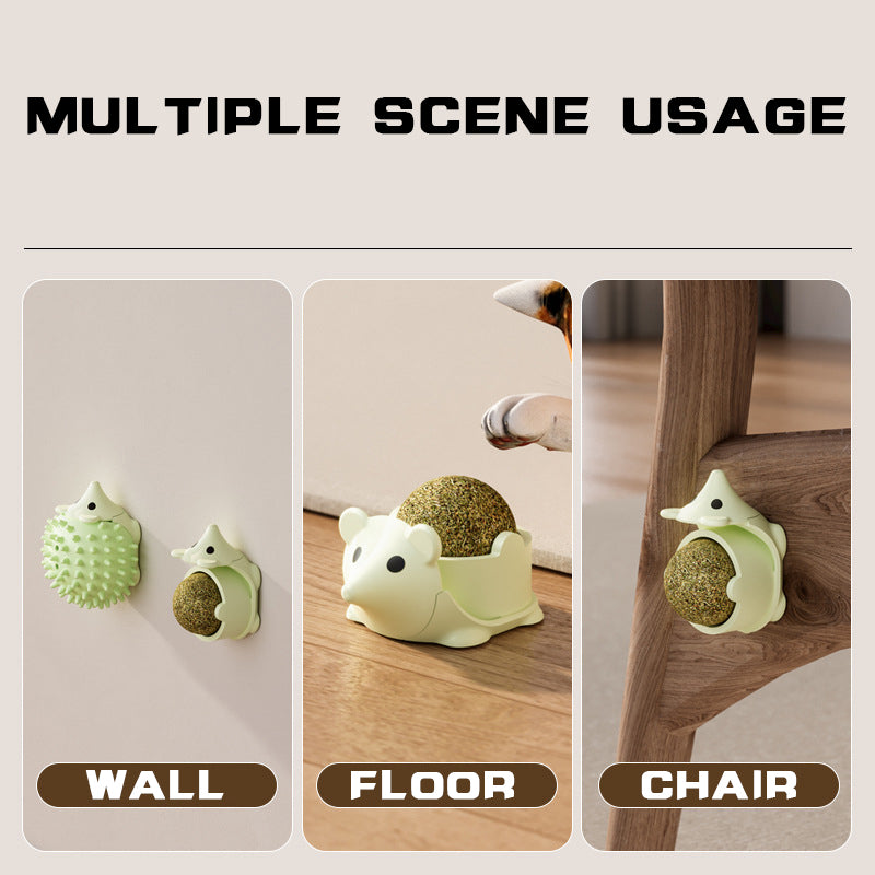 Wall-Corner Cat Self-Groomer with Massage Comb, for cats.
