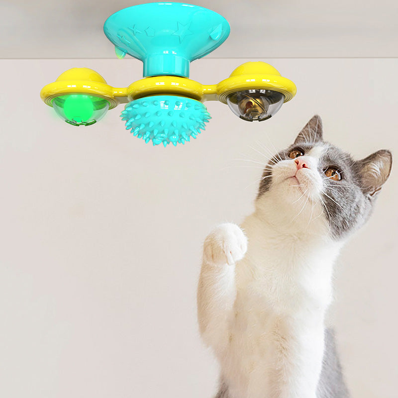 Suction Cup Spinning Windmill Scratcher Toy for Cats