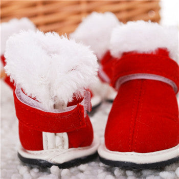 Red Cotton Dog Shoes with Multiple Sized Fit Options, for dogs.