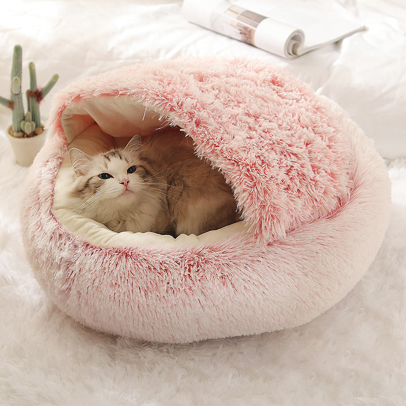 Plush Shell-Shaped Pet Nest Bed, for dogs and cats.