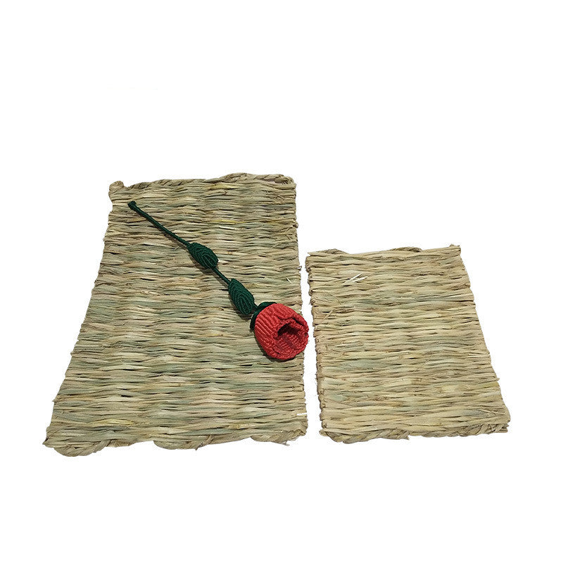 Natural Chew-Resistant Woven Straw Mat for Pets
