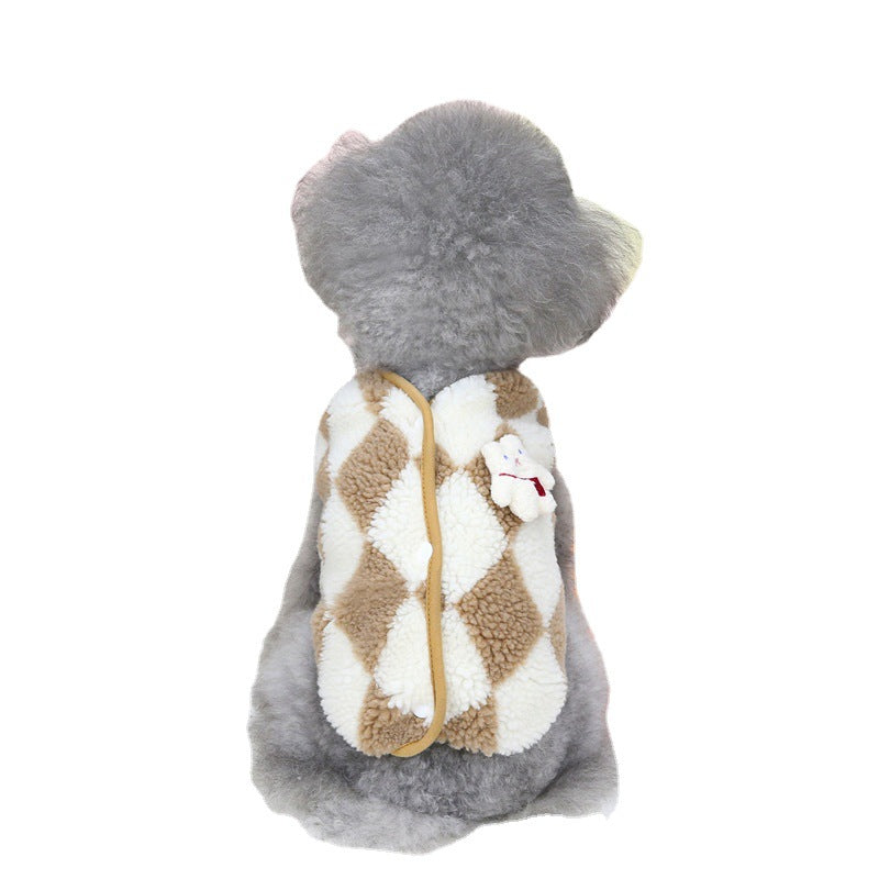 Diamond-Quilted Velvet Winter Jacket, for dogs and cats.