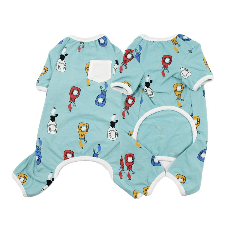 Cotton Pajamas for Small and Medium Dogs, XS to 2XL, for dogs.
