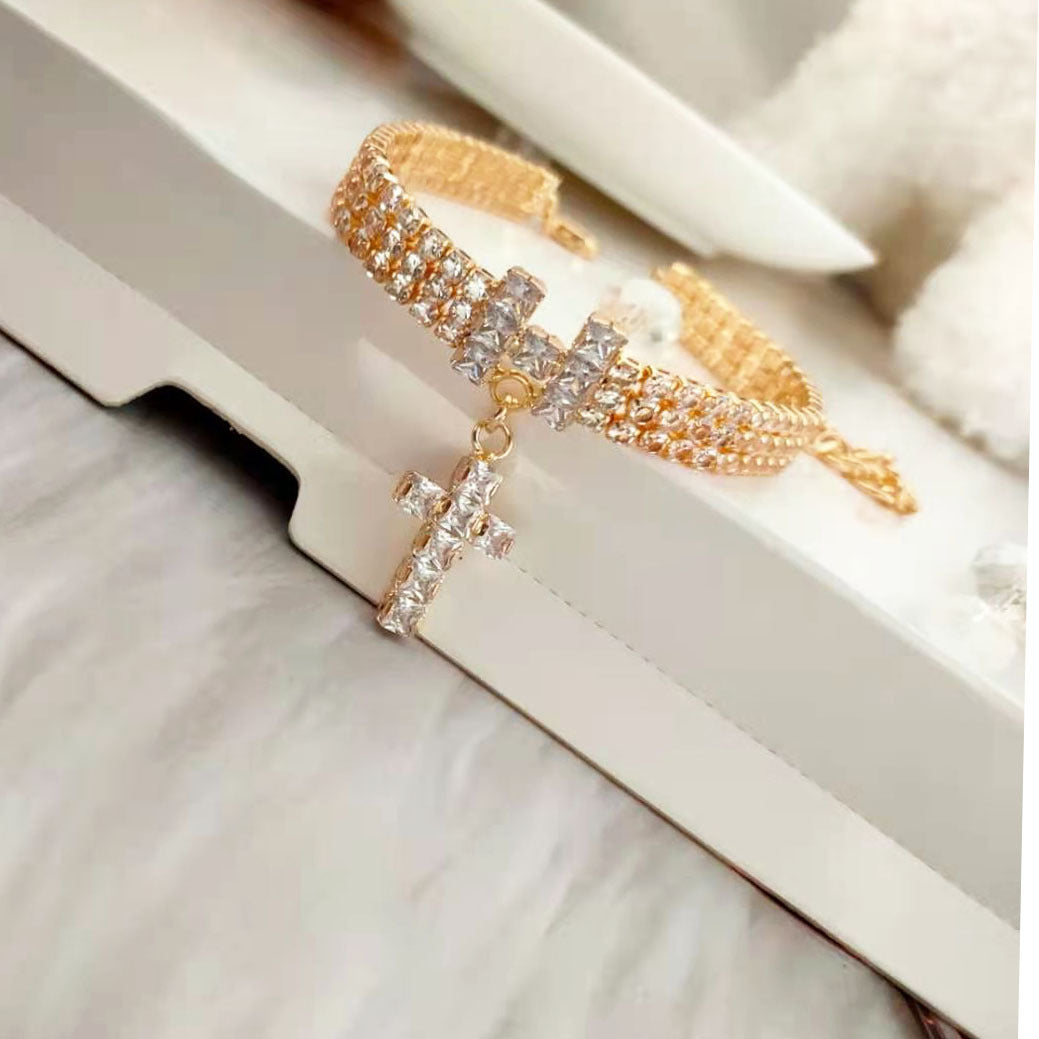 Zircon Cross Pendant Necklace, for dogs and cats.