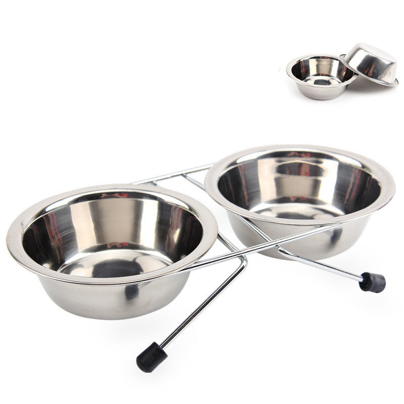 Stainless Steel Pet Bowl Set with Non-Slip Stand, for dogs and cats.