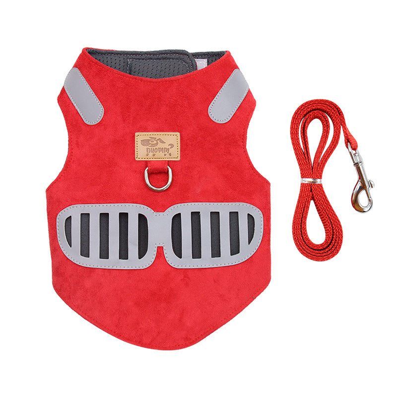 Soft Suede Cat Harness with Reflective Trim Detail, for cats.