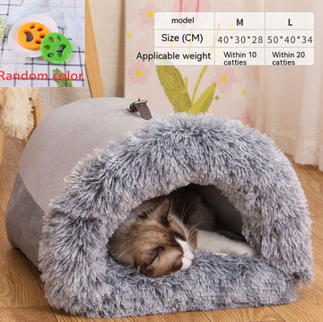Portable Warm Pet Nest – Moisture-Proof Plush Bed for Cats & Dogs – lifestyle photo