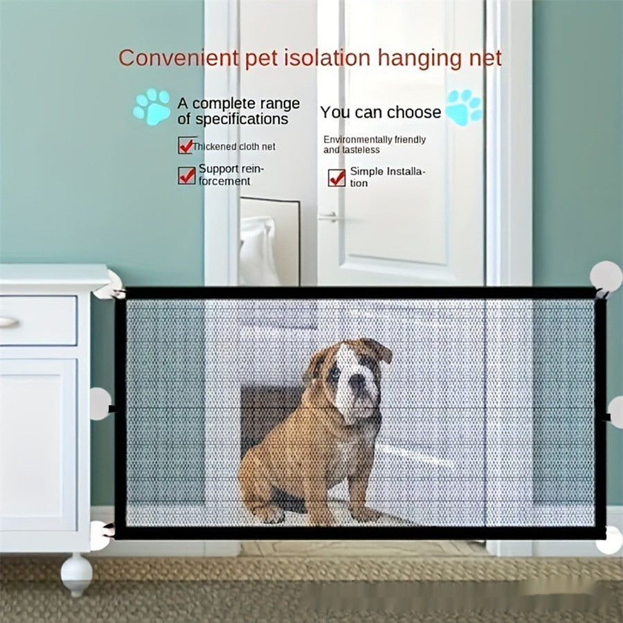 Portable Mesh Indoor and Outdoor Safety Barrier, for dogs.