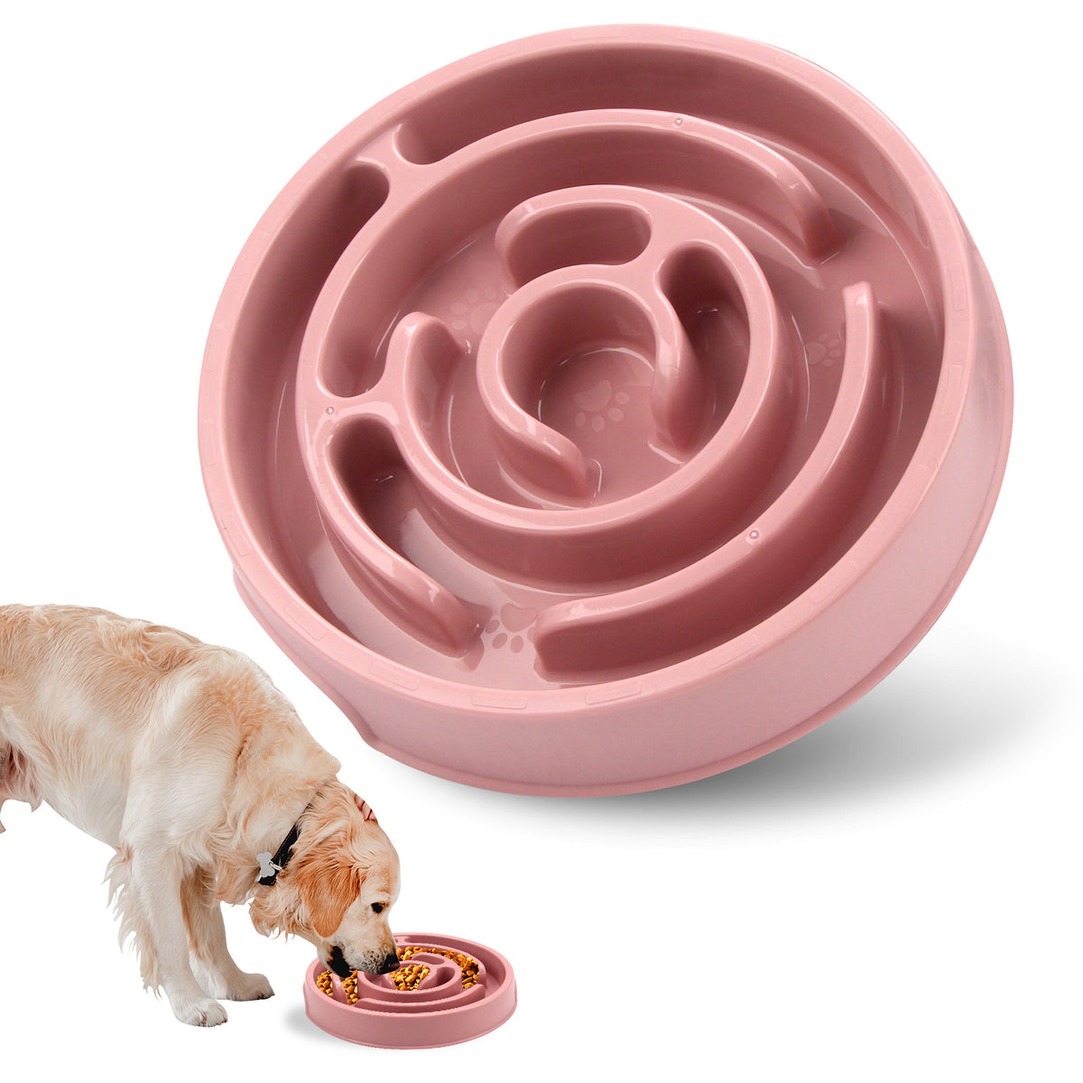 Slow-Feed Bowl with Raised Pattern, for dogs and cats.