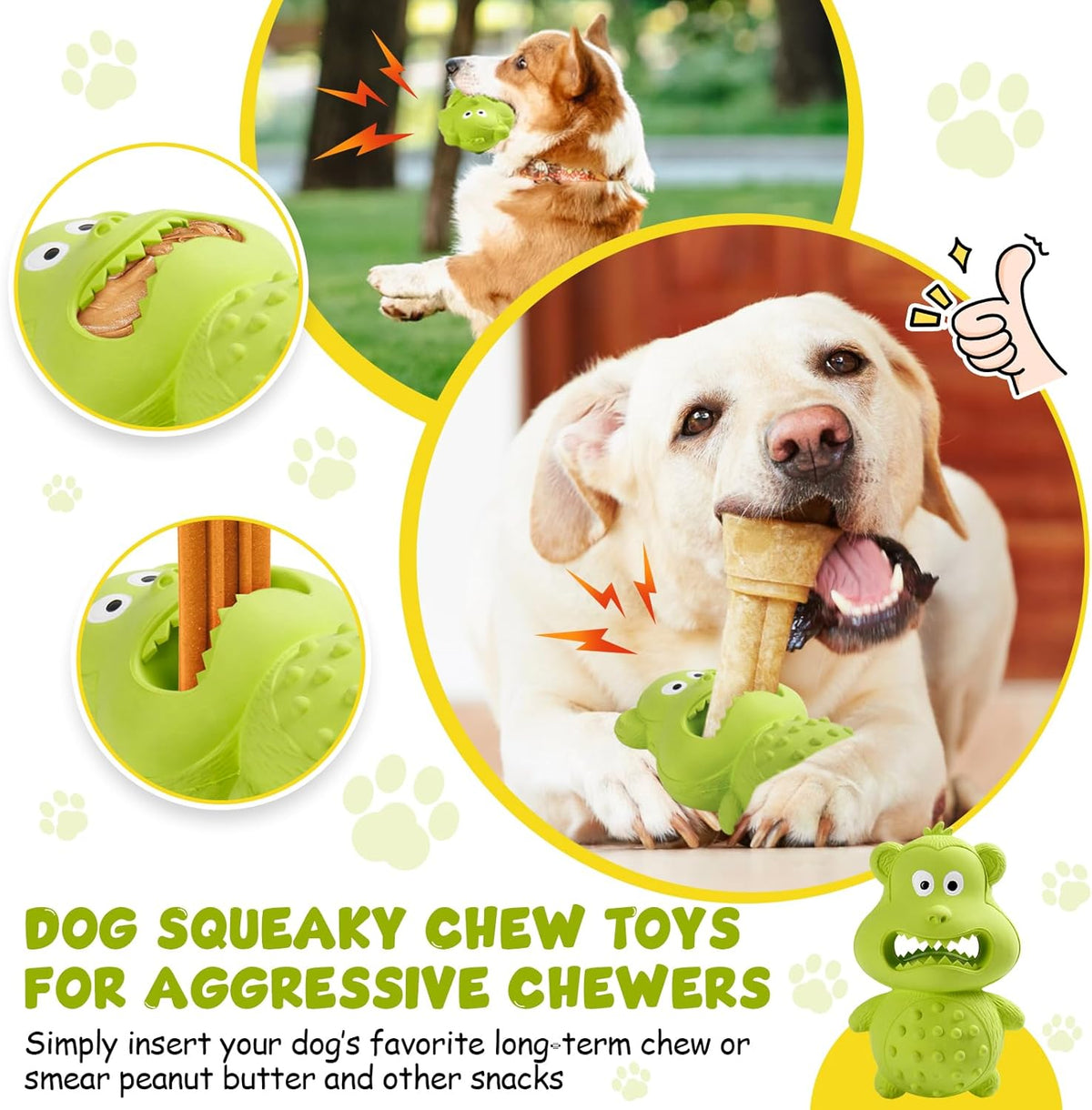 Tough Natural Rubber Squeaky Chew Toy for Dogs