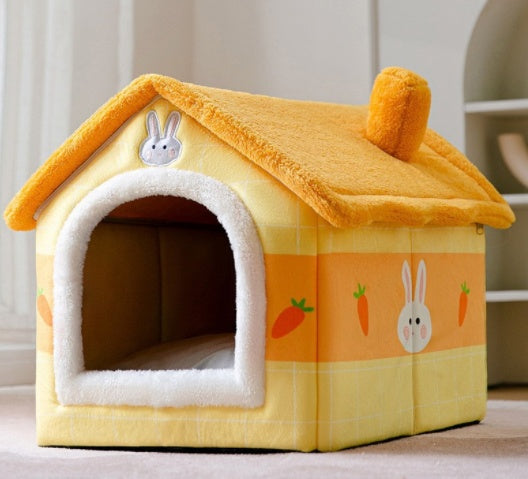 Foldable Enclosed Dog House – Warm Winter Cave Kennel for Cats & Dogs – size reference