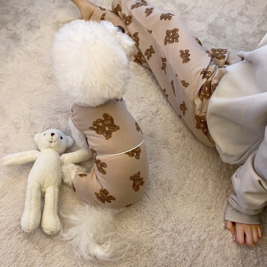 Bear-Print Two-Leg Cotton Homewear, for dogs.