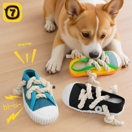 Squeaky Slipper Dog Toy – Soft Plush Chew & Molar Teether