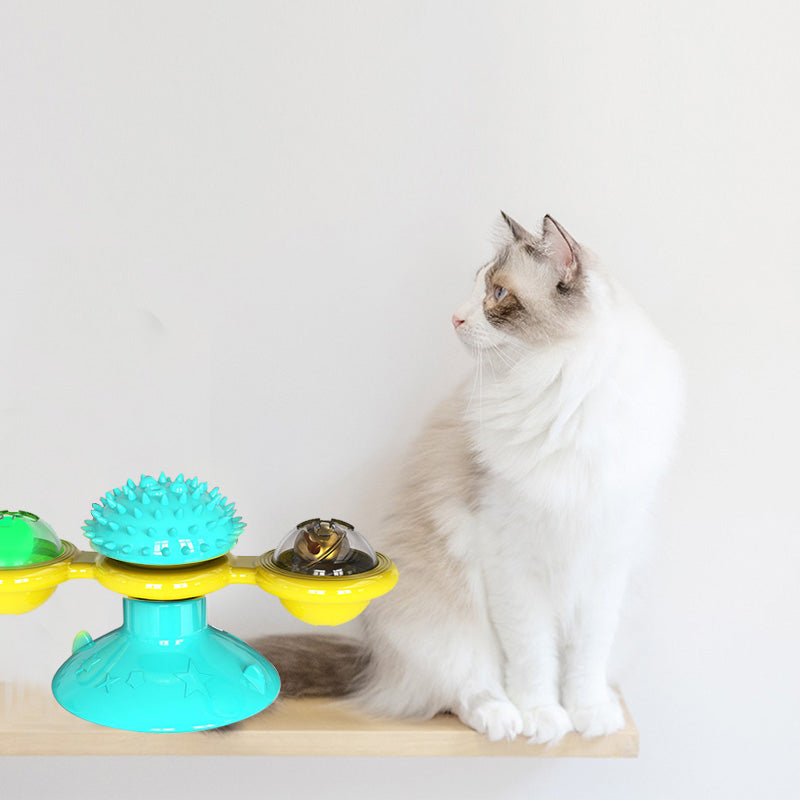 Suction Cup Spinning Windmill Scratcher Toy for Cats