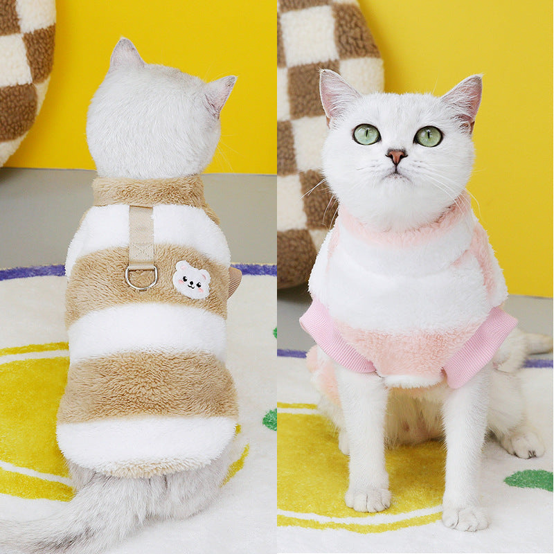 Cat Fleece Sweatshirt in Khaki, Pink, or Wine Red, for cats.