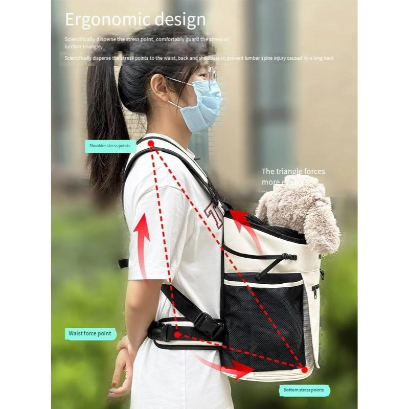 Lightweight Chest-Mounted Pet Carrier for Outings, for dogs and cats.