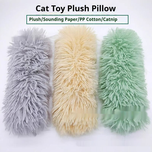 Plush Catnip Pillow Toy – Crinkle Sound Cat Kicker – in use