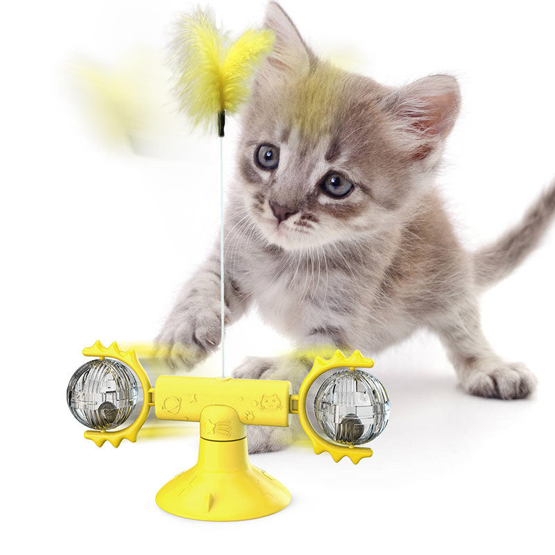 Suction Cup Spinning Windmill Scratcher Toy for Cats