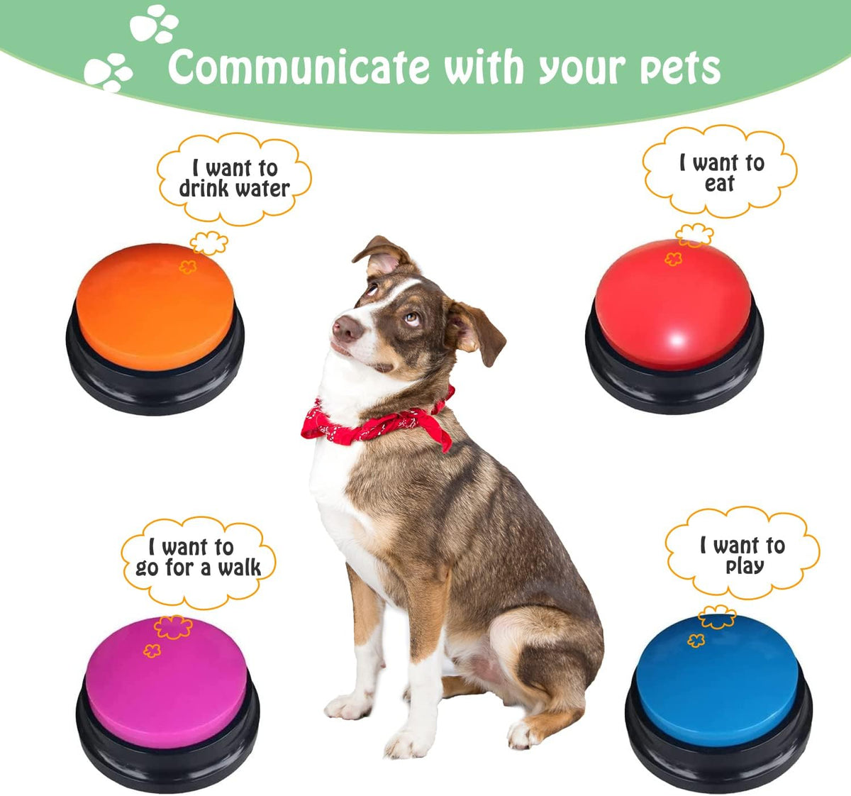 Voice-Recording Button Toy, for dogs and cats.