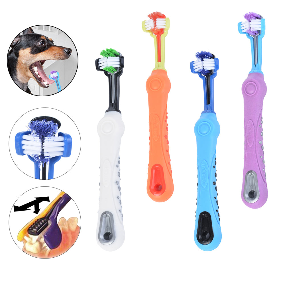 Three-Sided Dog Toothbrush for Easier Teeth Cleaning, for dogs.