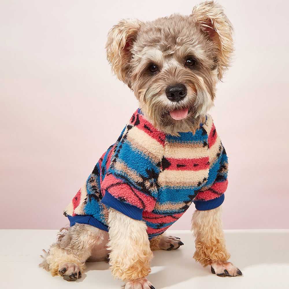 Striped Fleece Pullover Sweatshirt, for dogs.