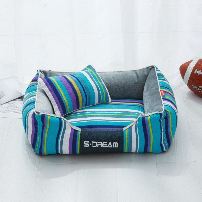 Striped Cloth Pet House, for dogs and cats.