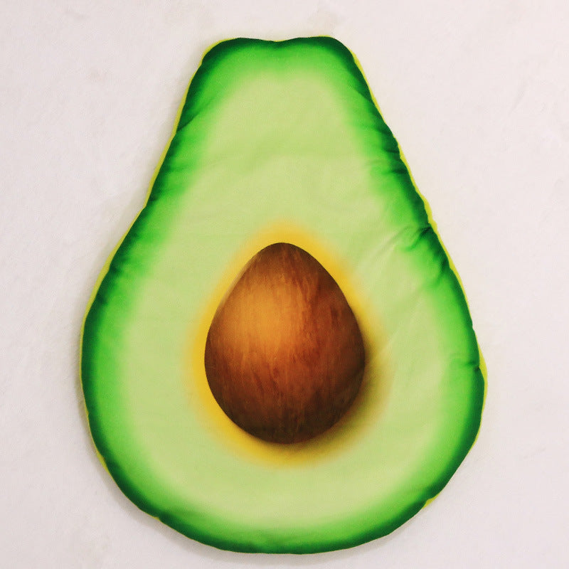 Avocado and Pizza Shaped Pet Bed Mat with Raised Rim, for dogs and cats.