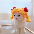 Hand-Knit Wool Bow Headgear, for dogs and cats.