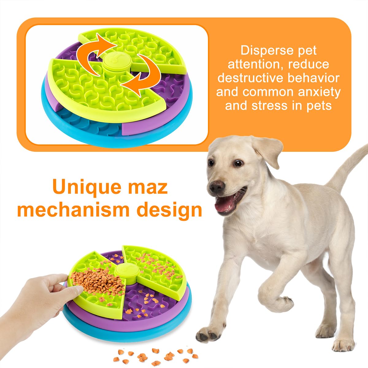 3-in-1 Rotating Slow Feeder Puzzle Bowl for Dogs