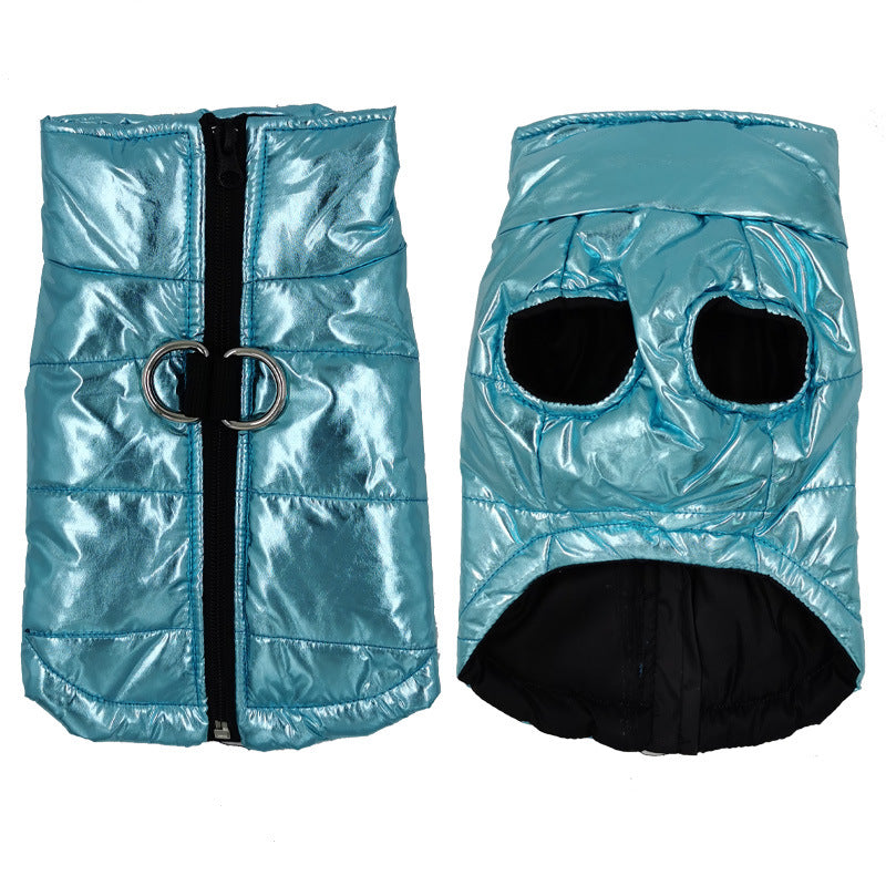 Glossy Metallic-Finish Dog Vest Coat for Cool Weather, for dogs.