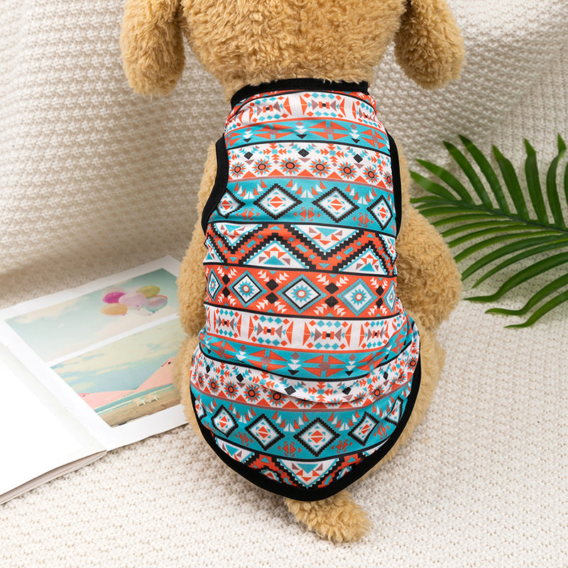 Ethnic-Print Polyester Vest, for dogs.