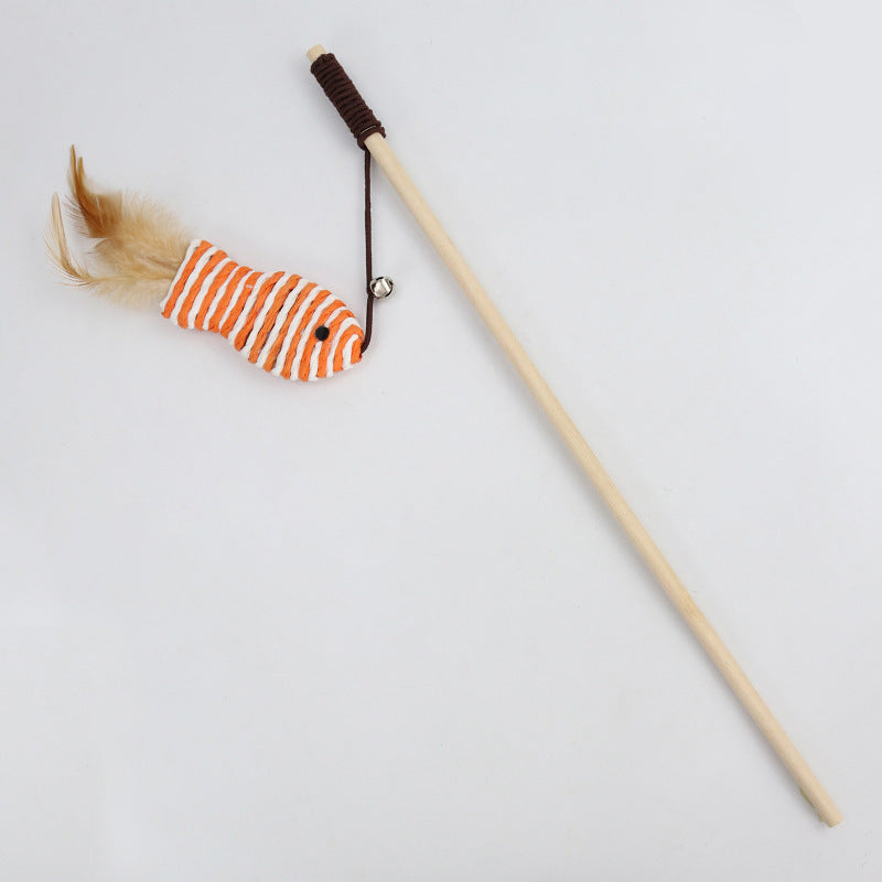 Feather and Bell Teaser Wand Toy, for cats.