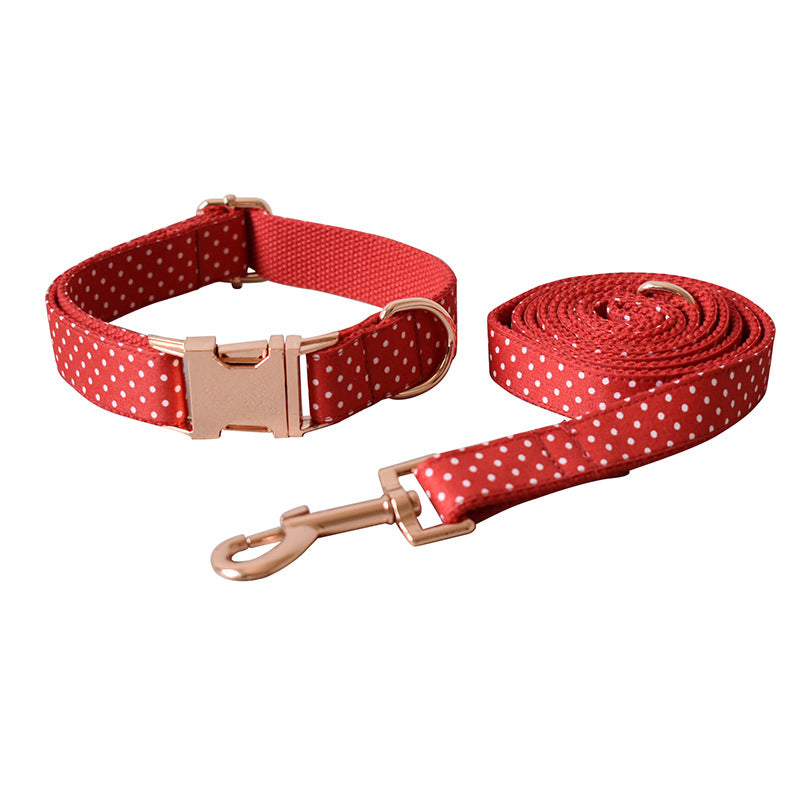 Adjustable Red Dot Print Collar, for dogs.