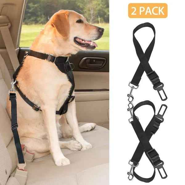 2 Pcs Pet Dog Seat Belt Leash Adjustable & Safety Leads Harness