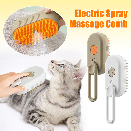 3-in-1 Electric Steam Pet Brush – Grooming Spray & Massage Comb
