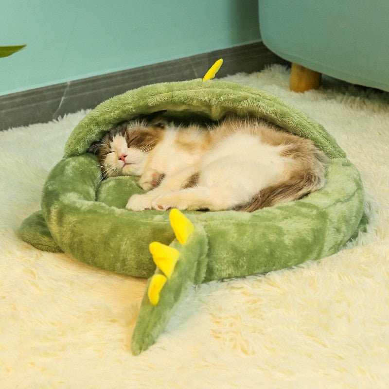 Dinosaur-Print Winter Mattress Pad, for cats.