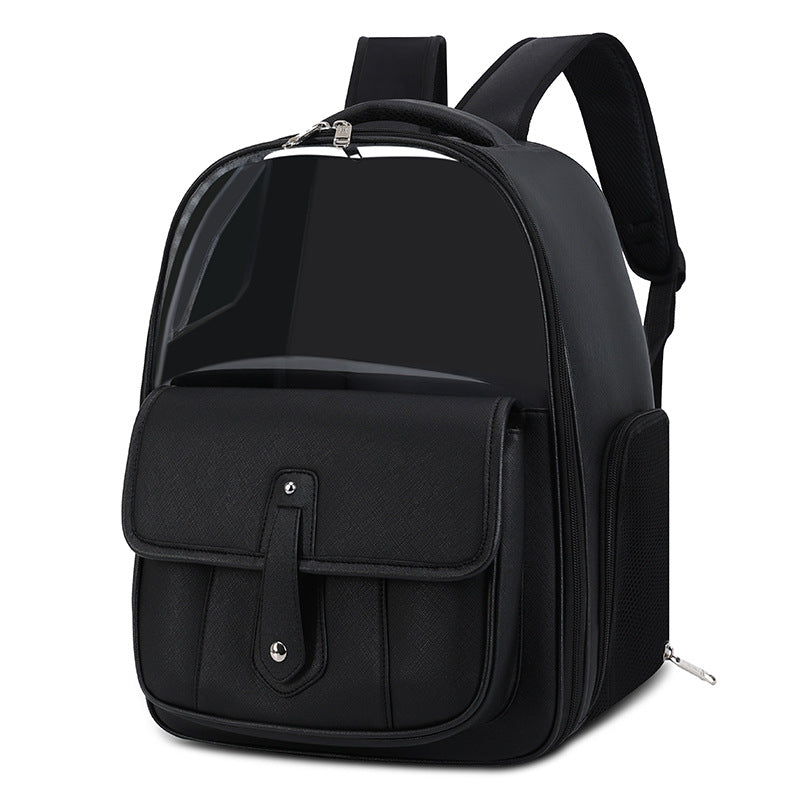 PU Leather Backpack Style Carrier Bag, for cats.