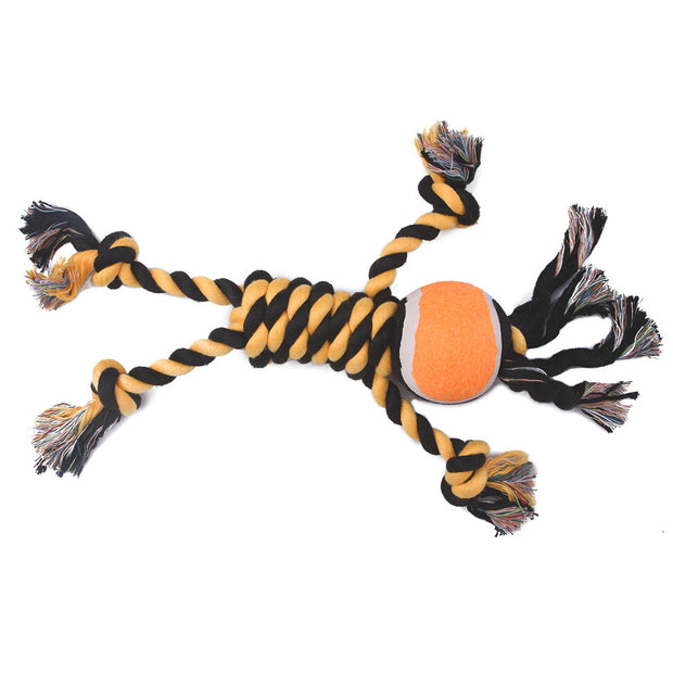 Cotton Rope Tennis Ball Dog Toy – Teeth Cleaning Chew – lifestyle photo